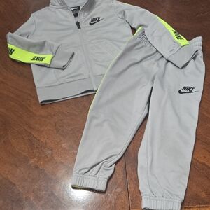 Nike Kids Gray and Neon Green Tracksuit